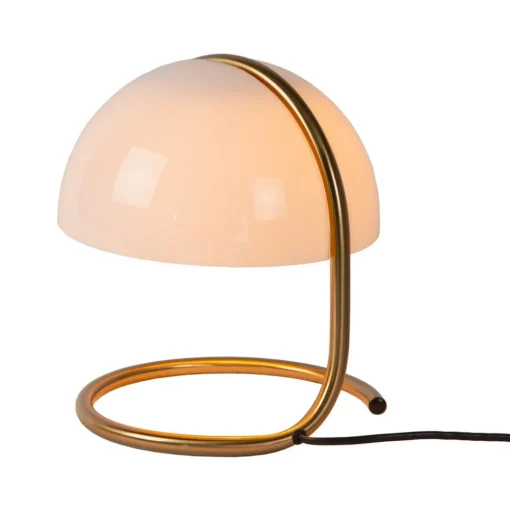 Retro-tafellamp Cato met melkglazen kap, wit