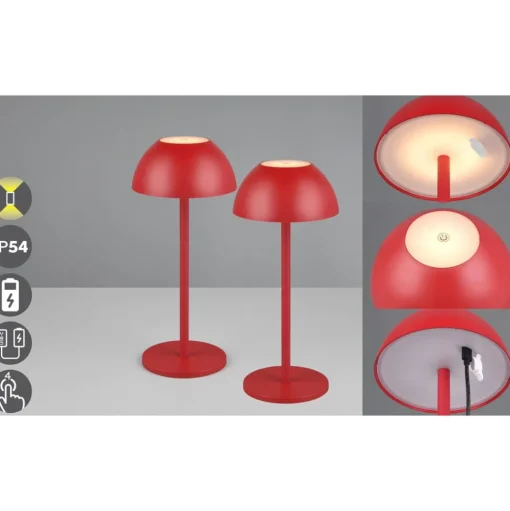 Ricardo LED tafellamp, rood, hoogte 30 cm, kunststof