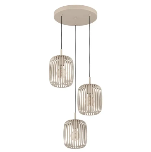 Romazzina hanglamp, Ø 46 cm, zandkleurig, 3-lamps, staal