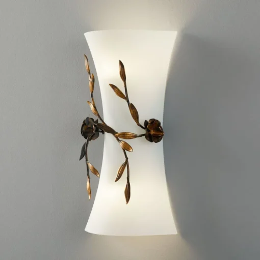 Rose wandlamp met glazen kap