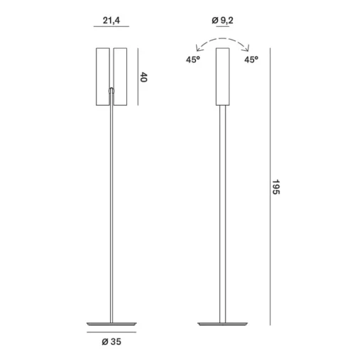 Rotaliana Tobu F1 vloerlamp, 3000K, 90°, wit