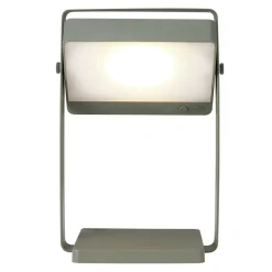 Saulio LED tafellamp op zonne-energie, olijfgroen, IP44, aluminium, USB,