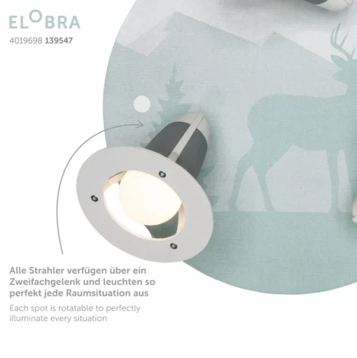 Scandi forest plafondlamp, mintgroen, Ø 29 cm, 3-lamps, E14