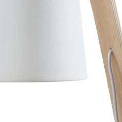 Scandinavische witte tafellamp met stoffen kap