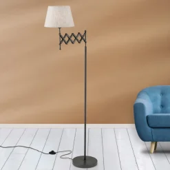 Schaarlamp Factory met linnen kap