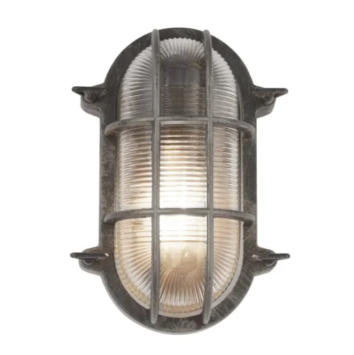 Scheepslamp Porto ovaal, zwart-zilver