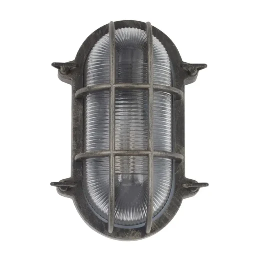 Scheepslamp Porto ovaal, zwart-zilver