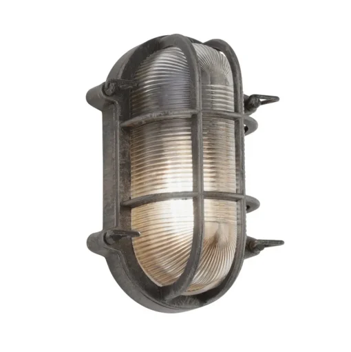 Scheepslamp Porto ovaal, zwart-zilver