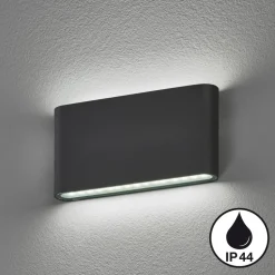 Scone LED buitenwandlamp, zwart, breedte 17,5 cm, 2-lamps.