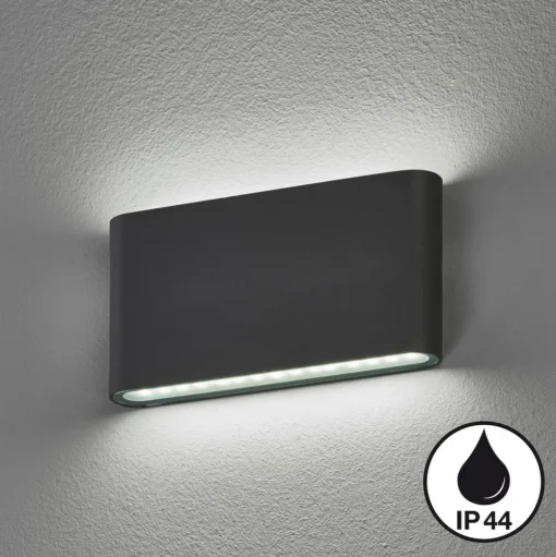 Scone LED buitenwandlamp, zwart, breedte 17,5 cm, 2-lamps.