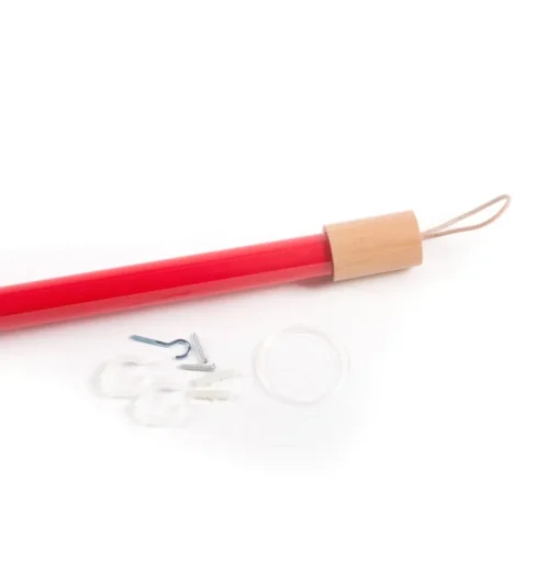 SELETTI LED lamp Linea, rood, houten details, universeel