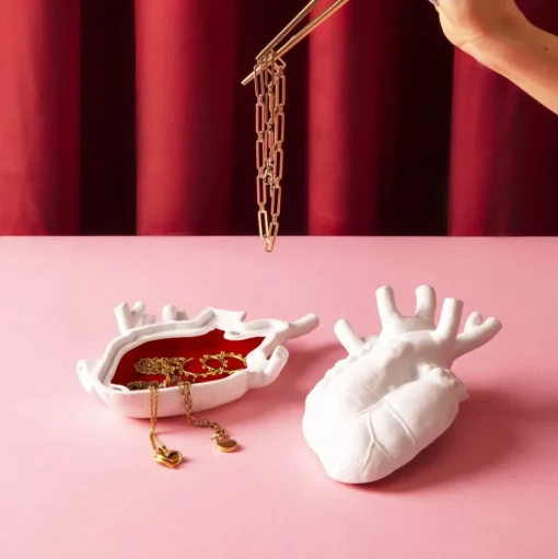SELETTI Love in Bloom Liefde in een doosje, wit, porselein, fluweel
