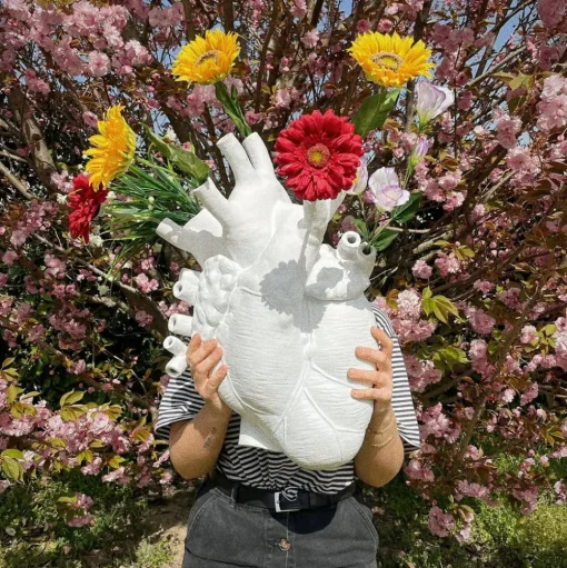 SELETTI Love in Bloom Reuzenvaas, wit, h 60 cm, glasvezel