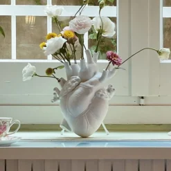 SELETTI Love in Bloom vaas, wit, hartvormig, porselein