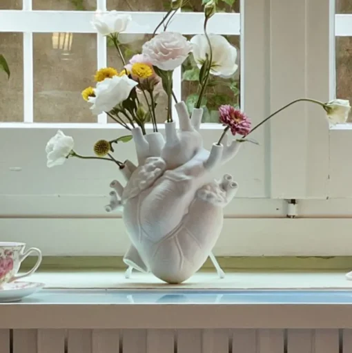 SELETTI Love in Bloom vaas, wit, hartvormig, porselein