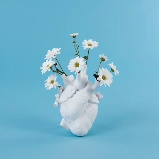 SELETTI Love in Bloom vaas, wit, hartvormig, porselein