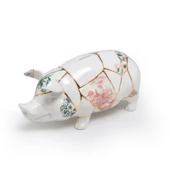 SELETTI spaarvarken Kintsugi, wit / kleurrijk, porselein, goud