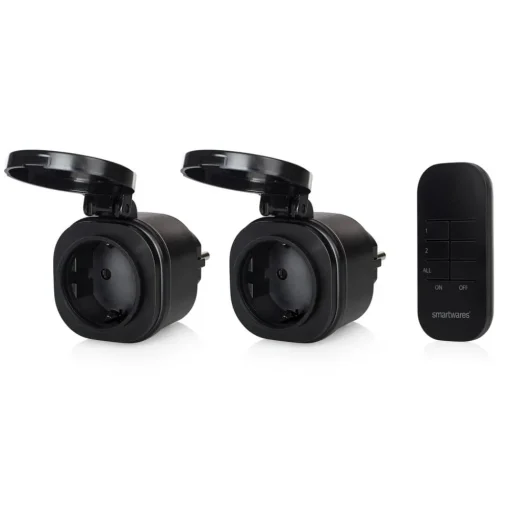 set van 2 mini radiogestuurde wandcontactdozen SH4-99653 Buitenbereik