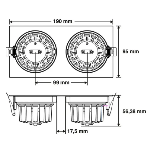 SLC DL04 Square X2 LED inbouwlamp 2700K wit