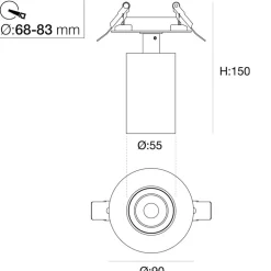 SLC LED inbouwspot Art, 1-lamp, wit, 3.000 K, aluminium