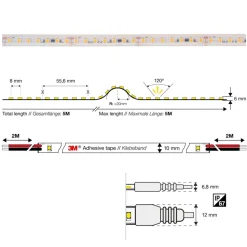 SLC LED strip sauna tot 105°C, 24V IP67 5m 2.700K