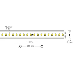 SLC LED strip 230V complete set IP65 5m, 4.000K