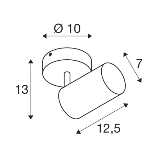 SLV Asto Tube plafondspot GU10 1-lamp zwart