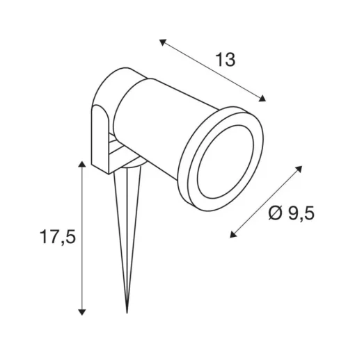SLV buitenspot Nautilus Spike XL, zwart, aluminium, Ø 6,5 cm