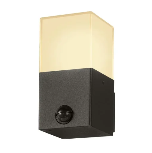 SLV Grafit buitenwandlamp, hoekig, met sensor