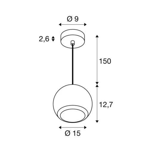 SLV hanglamp Light Eye 150, wit, Ø 15 cm, metaal