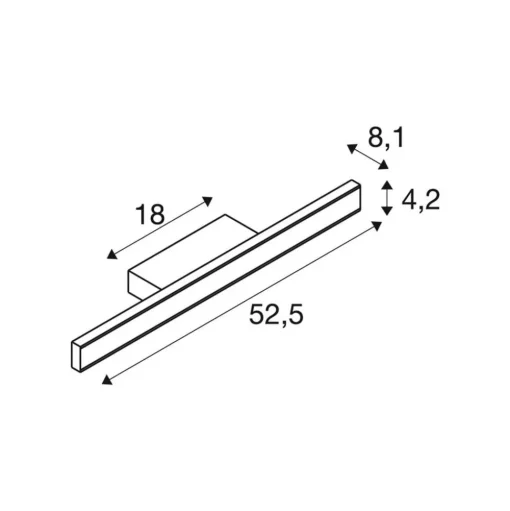 SLV LED badkamer wandlamp One Linear, 52 cm, zwart, CCT