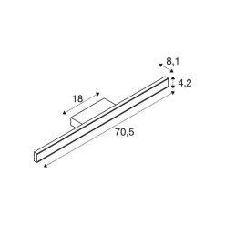 SLV LED badkamer wandlamp One Linear, 70 cm, wit, metaal, CCT