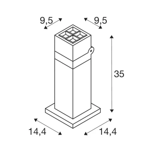 SLV LED sokkellamp S-Cube 35, antraciet, aluminium, hoogte 35 cm