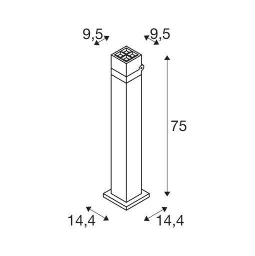 SLV LED tuinpadverlichting S-Cube 75, antraciet, aluminium, hoogte 75 cm