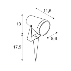 SLV Samrina grondspies lamp, zwart, kunststof, hoogte 13 cm