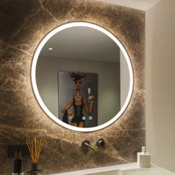 SLV Trukko LED wandspiegel IP44 CCT zwart Ø 80cm