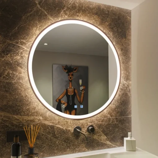 SLV Trukko LED wandspiegel IP44 CCT zwart Ø 80cm