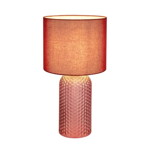 Sofia tafellamp, rood, hoogte 50 cm, stof/glas