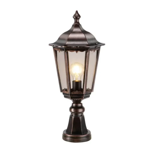 Sokkellamp 1122 van gegoten aluminium zwart-koper