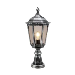 Sokkellamp 1112 van gegoten aluminium zwart-zilver