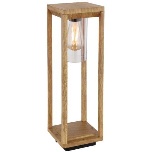 Sokkellamp Candela in houtoptiek, hoogte 50 cm
