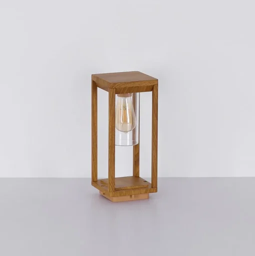 Sokkellamp Candela in houtoptiek, hoogte 35cm