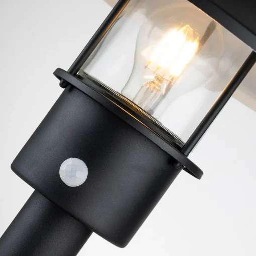 Sokkellamp Klampenborg zwart met PIR-sensor