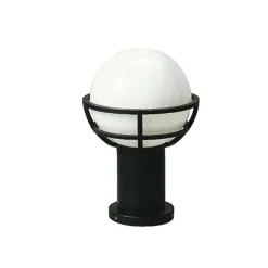 Sokkellamp zwart met opaalglas