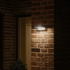 Solar LED buiten wandlamp Saulio, zwart, aluminium, IP44