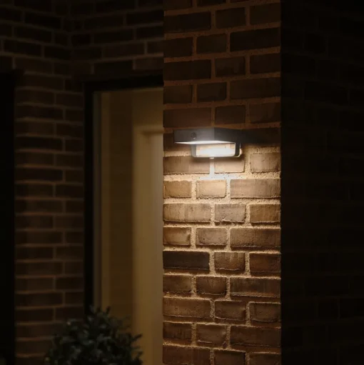 Solar LED buiten wandlamp Saulio, zwart, aluminium, IP44