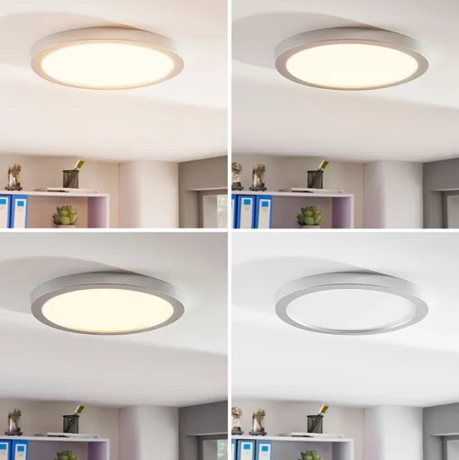 Solvie LED plafondlamp, zilver, rond, Ø 30 cm