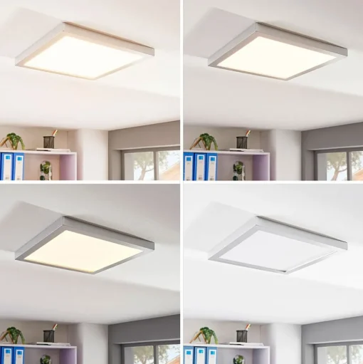 Solvie LED plafondlamp, zilver, hoekig, 30 x 30 cm