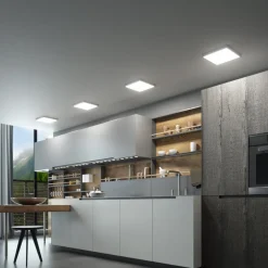Solvie LED plafondlamp, zilver, hoekig, 30 x 30 cm