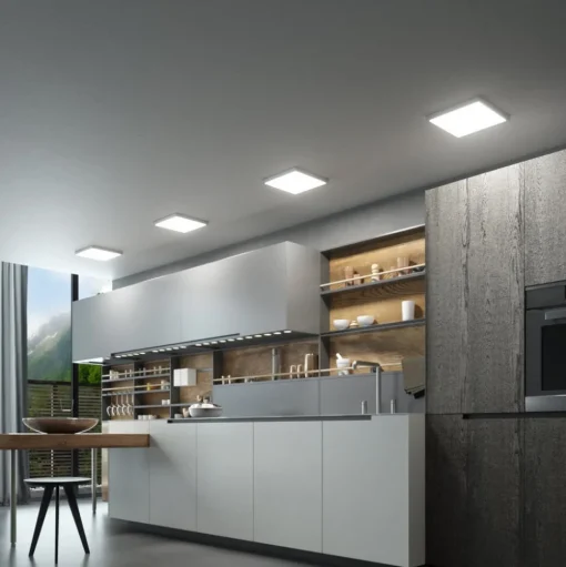 Solvie LED plafondlamp, zilver, hoekig, 30 x 30 cm